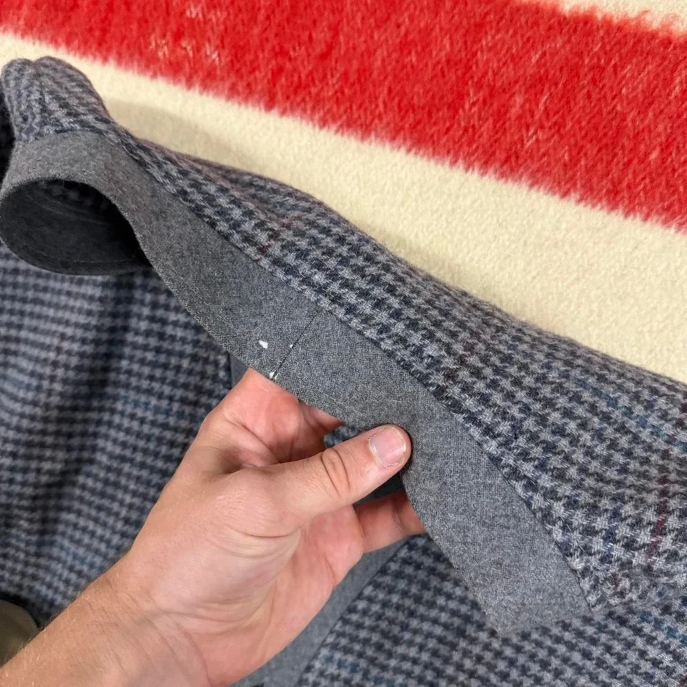 Vintage Pendleton Houndstooth Wool Cardigan Sweater Mens Large FLAWS USA